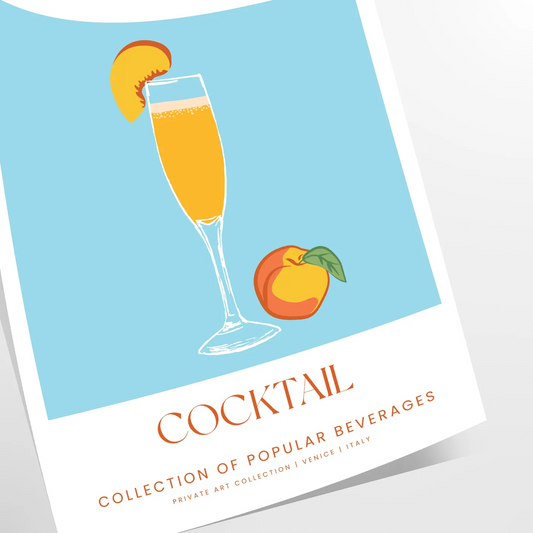 space vibrant Bellini cocktail poster green orange hues stunning wall art perfect enthusiasts unique gift idea print splash color creativity room