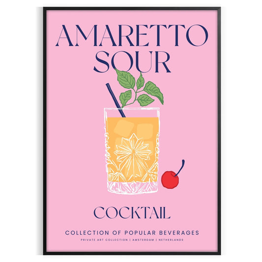space vibrant Amaretto Sour Cocktail poster stunning mix yellow blue wall art perfect blend flavor color ideal gift artwork decor frame