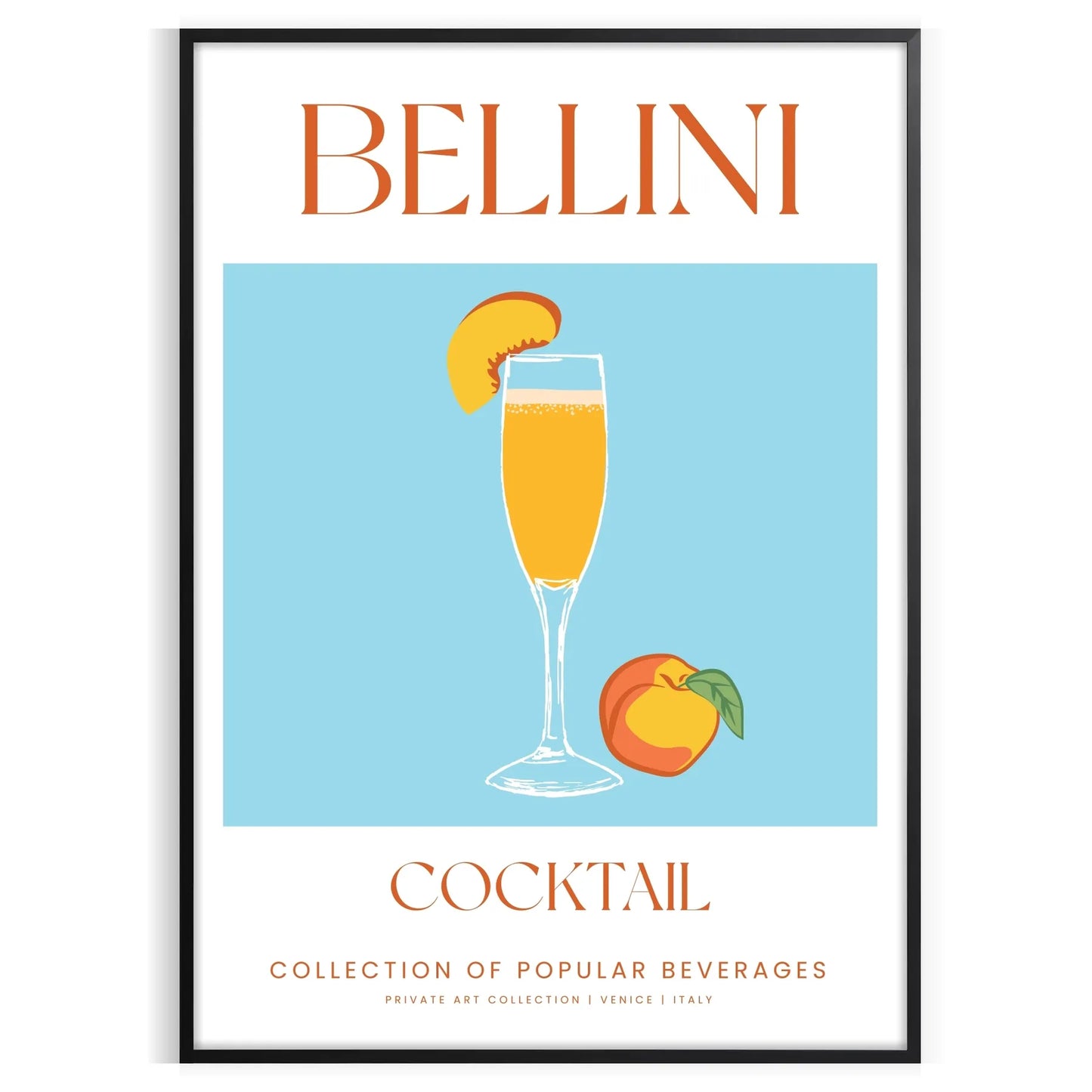 space vibrant Bellini cocktail poster green orange hues stunning wall art perfect enthusiasts unique gift idea print splash color creativity room