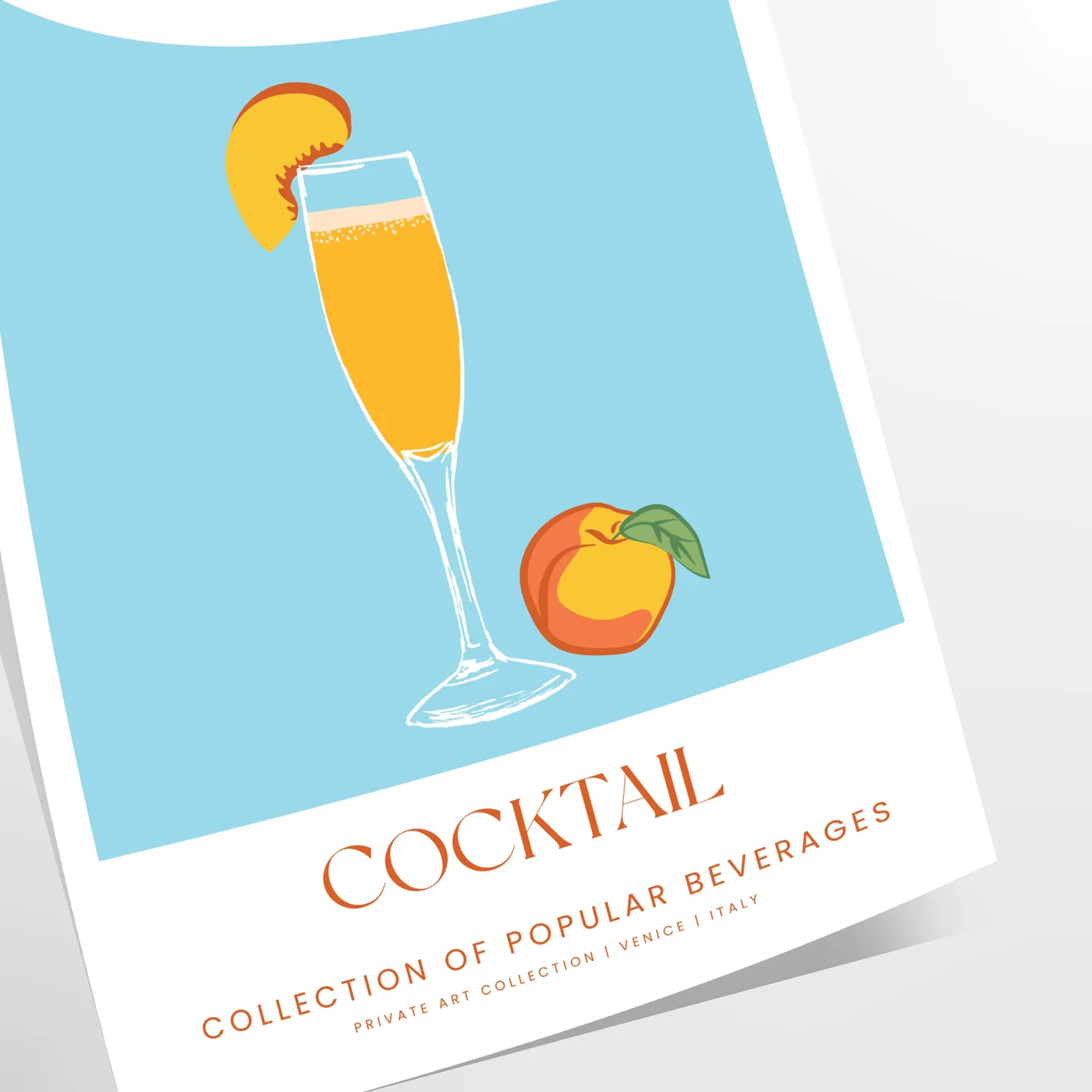 space vibrant Bellini cocktail poster green orange hues stunning wall art perfect enthusiasts unique gift idea print splash color creativity room