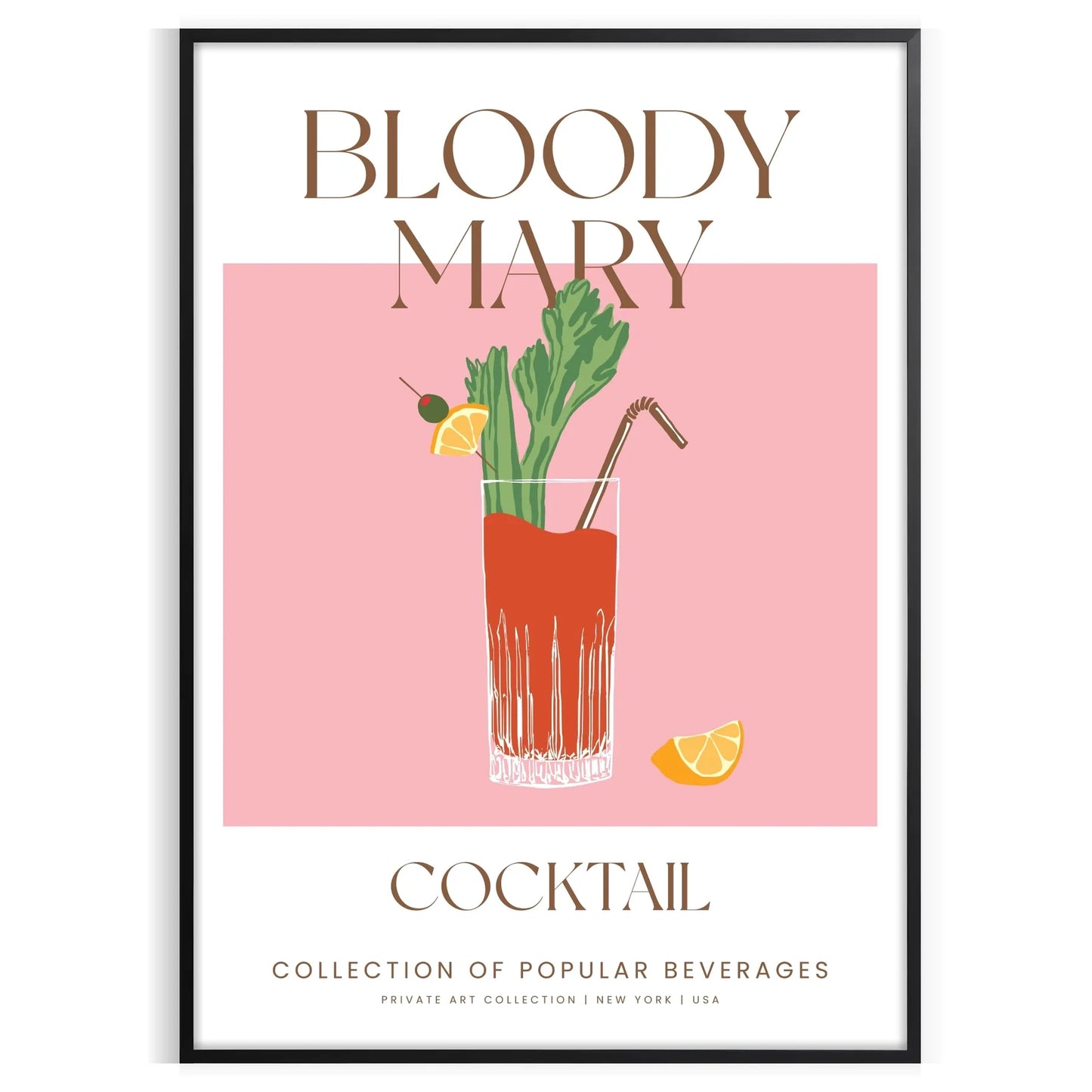 space vibrant Bloody Mary cocktail art poster green orange hues stunning wall perfect gift lovers home decorators sizes A4 cm A0