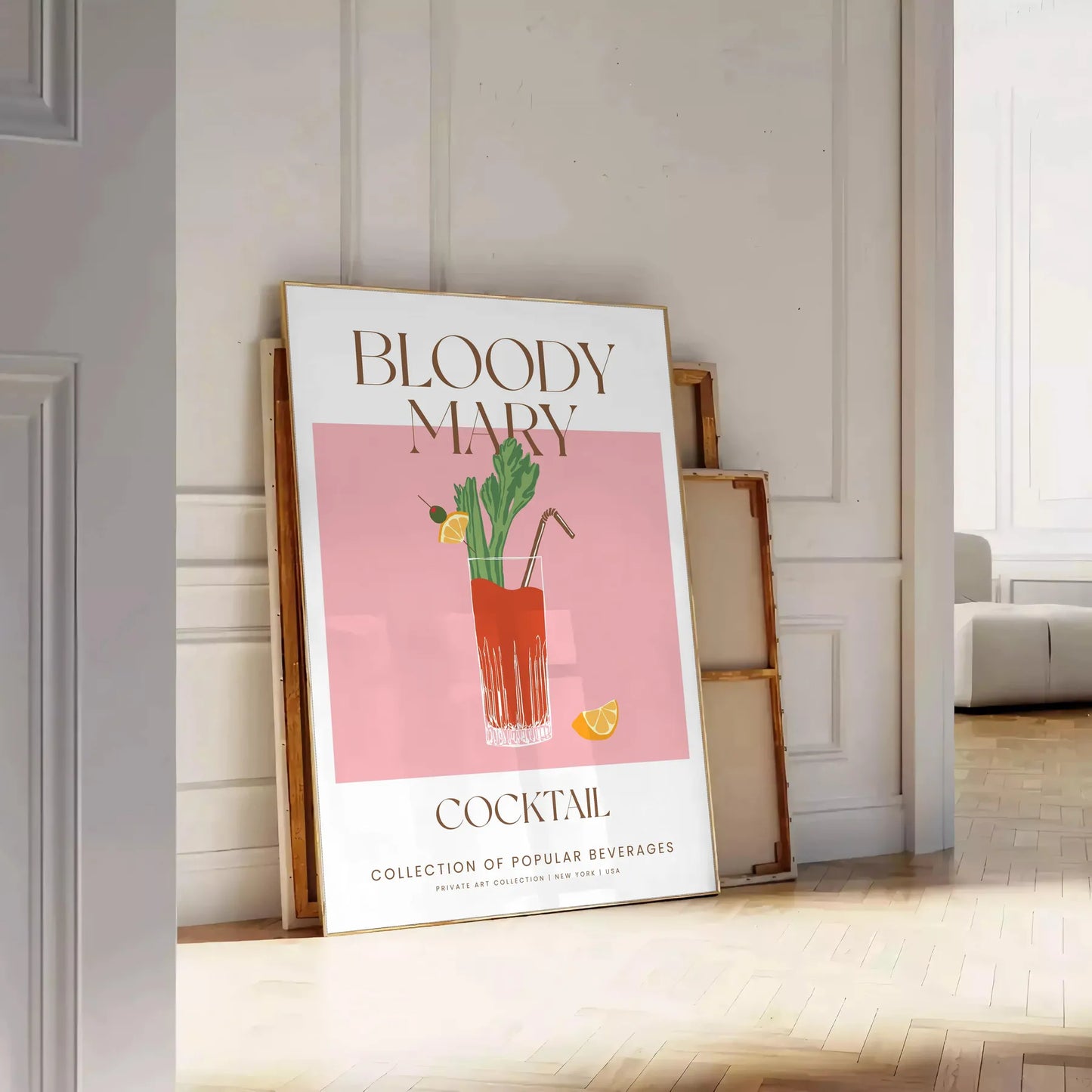 space vibrant Bloody Mary cocktail art poster green orange hues stunning wall perfect gift lovers home decorators sizes A4 cm A0