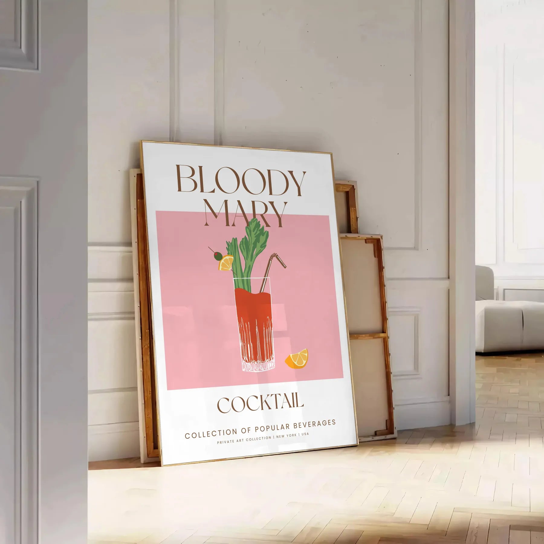 space vibrant Bloody Mary cocktail art poster green orange hues stunning wall perfect gift lovers home decorators sizes A4 cm A0